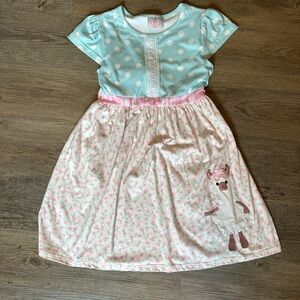 Ruffle Girl (4XL) Size 10. Polka Dot and Floral Kids Casual Dress